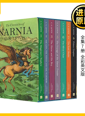 纳尼亚传奇1-7册全套装 英文原版小说 The Chronicles of Narnia Box Set全彩典藏版 刘易斯 the Witch and the Wardrobe 进口书籍