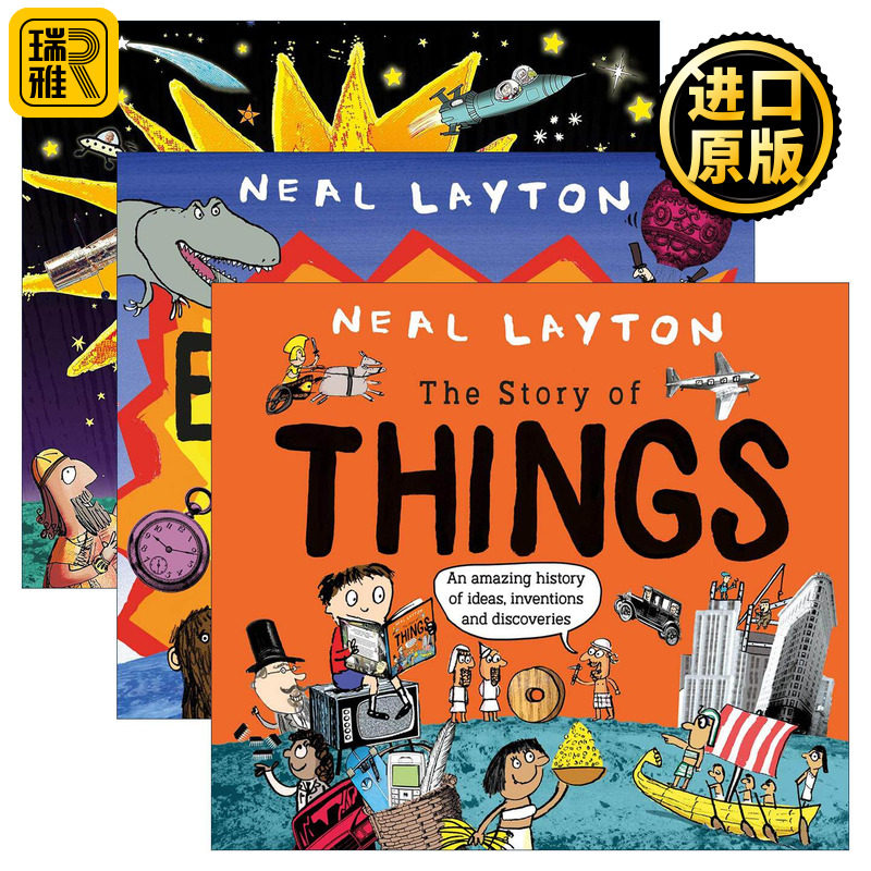 英文原版 The Story of Everything/Stars/Things 一切事/星星/事物的故事 3册 儿童科普百科知识绘本 Neal Layton 英文版 进口书