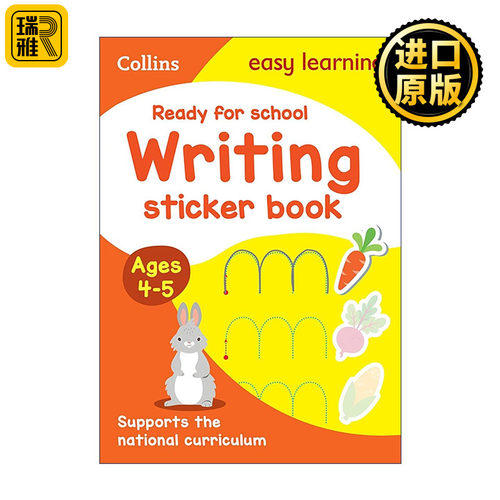 英文原版 Collins Easy Learning Ready for School: Writing Sticker Book Ages 4-5柯林斯儿童教材教辅 英语书写练习活动贴纸书