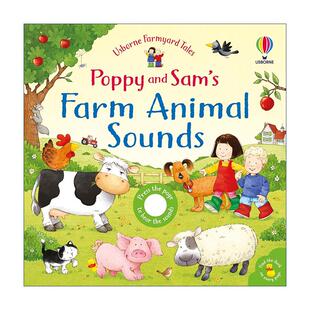 英文原版 Poppy and Sam's Farm Animal Sounds 尤斯伯恩波比和山姆农场动物的声音 儿童启蒙认知动物主题纸板发声书 英文版
