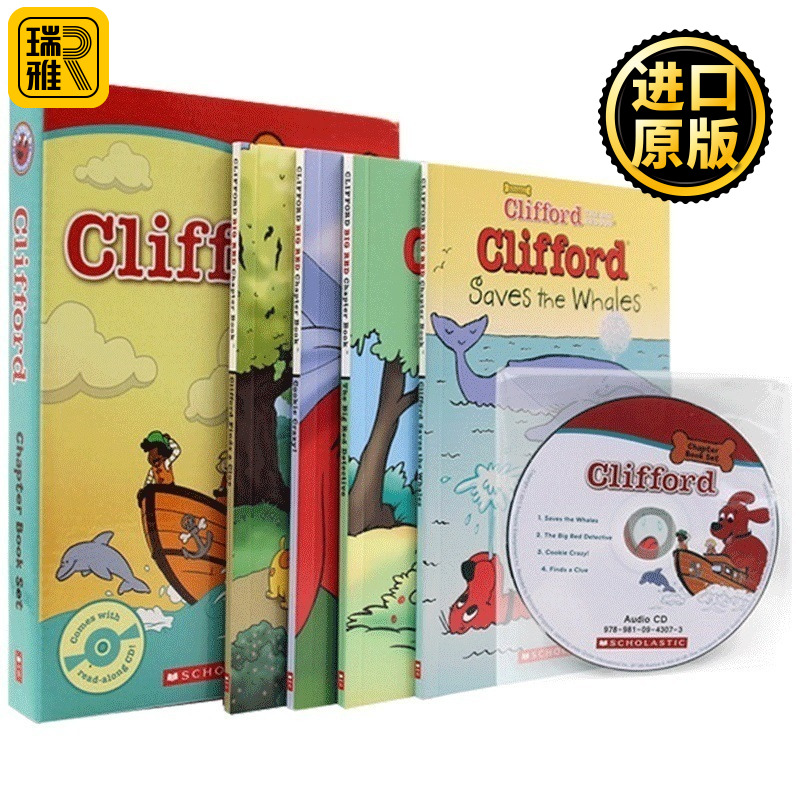 大红狗克里弗系列4册附CD英文原版 Clifford Chapter Book儿童英语桥梁章节读物书系列绘本 Gail Herman进口英语书籍