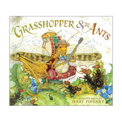 英文原版 The Grasshopper the Ants 蚱蜢和蚂蚁 精装图画书 插画师杰里.平克尼 凯迪克奖得主 英文版 进口英语原版书籍