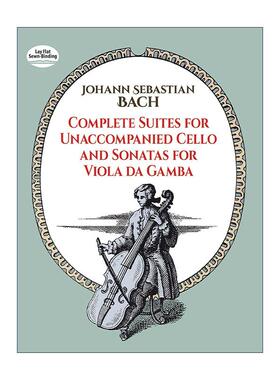 英文原版 Complete Suites for Unaccompanied Cello and Sonatas for Viola Da Gamba 巴赫无伴奏大提琴组曲和维奥尔琴奏鸣曲全谱