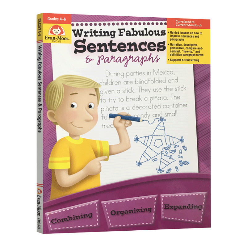 美妙的措辞与写作 四五六年级 英文原版 Evan-Moor Writing Fabulous Sentences & Paragraphs Grade 4-6美国加州英语教辅evanmoor