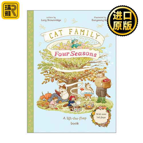 英文原版 Cat Family Four Seasons 猫猫家族的四季历程 儿童翻翻书精装 英文版 进口英语原版书籍