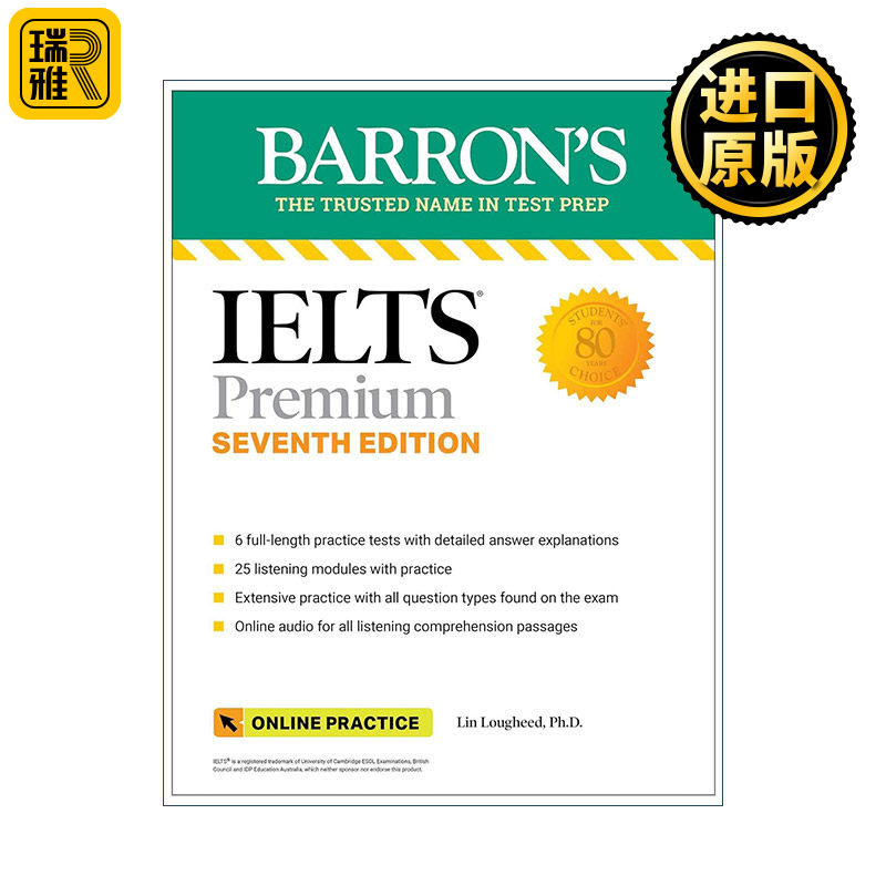 英文原版 IELTS Premium 6 Practice Tests+Comprehensive Review+Online Audio Seventh Editio 巴朗雅思备考6套试题+含在线音频