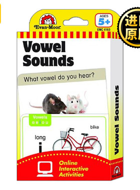 闪记学习卡 元音 3岁以上 英文原版 Evan-Moor The Learning Line Flashcard Vowel Sounds 美国加州小学英语教辅教材evanmoor