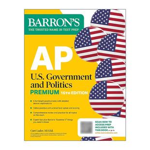 英文原版 AP U.S. Government and Politics Premium 巴朗AP美国政府与政治备考指南 第6版 6套题+综合复习+在线练习 进口书籍