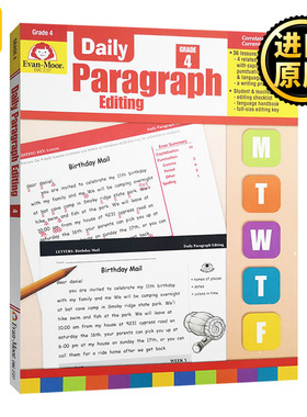 每日练习系列 段落编辑 四年级 完整版 英文原版Evan-Moor Daily Paragraph Editing Grade 4 TE美国加州小学英语教辅教材evanmoor