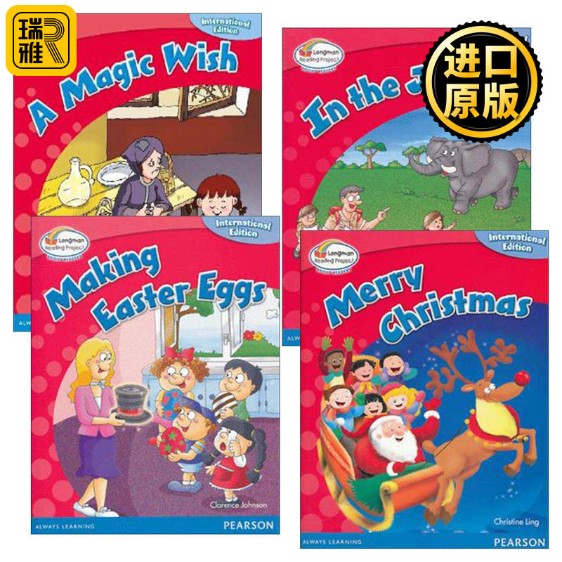 英文原版 Bright Readers L1 小学英语分级阅读绘本1级系列4册 丛林中 圣诞快乐 神奇祝愿 做复活节彩蛋 英文版 进口英语原版书籍