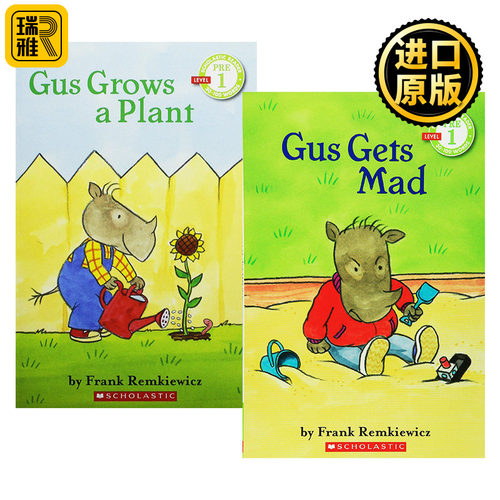 cholastic Reader Prelevel 1 小犀牛Gus系列2本套装 英文原版学乐分级读物初级 Frank Remkiewicz 英文版进口英语书籍