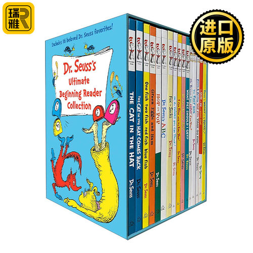 英文原版 Dr.Seuss's Ultimate Beginning Reader Boxed Set Collection 苏斯博士经典初级读物盒装套装 16册合集 戴帽子的猫