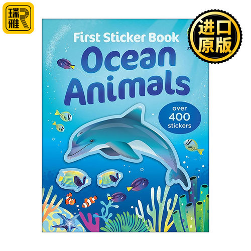 英文原版 Usborne First Sticker Book Ocean Animals 一本贴纸书 海洋动物 400多张 尤斯伯恩儿童益智游戏 进口英语原版书籍