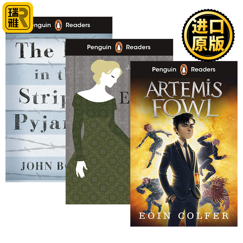 企鹅兰登小说分级读物4级3册 英文原版 Penguin Readers Level 4 爱玛 穿条纹衣服睡衣的男孩 阿特米斯奇幻历险 进口英语分级阅读