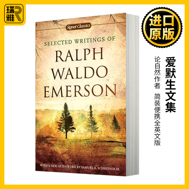 爱默生文集英文原版 Selected Writings of Ralph Waldo Emerson拉尔夫沃尔多爱默生论自然Nature作者进口英语书