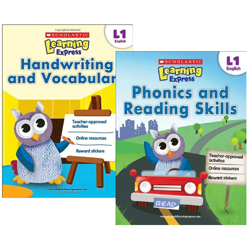 学乐学习列车系列练习册小学一年级 英文原版 Scholastic Learning Express L1 书写与词汇+自然拼读与阅读 进口美国幼儿英语教材