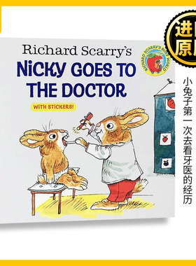 小兔子看医生 斯凯瑞小金书 英文原版 Richard Scary's Nicky Goes To The Doctor 英文版  Richard Scarry 进口英语原版书籍