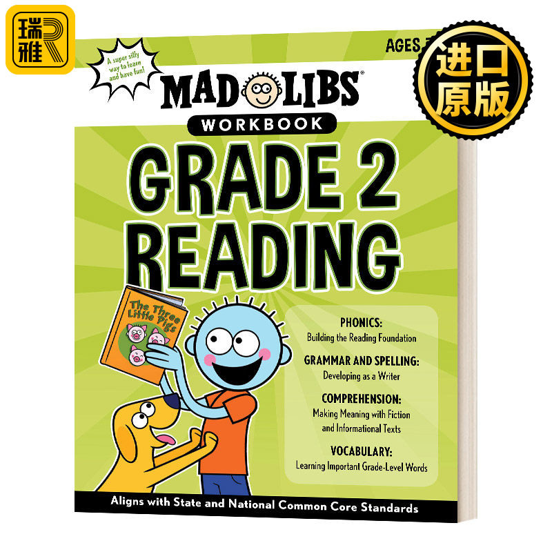 疯狂填词练习册 美国小学二年级 英文原版 Mad Libs Workbook Grade 2 英文版 Wiley Blevins，Mad Libs 进口英语原版书籍