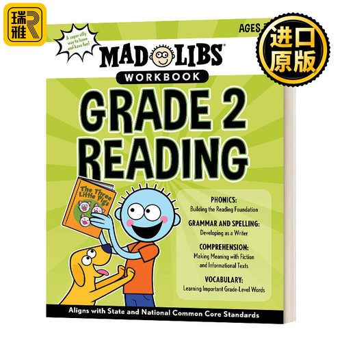 疯狂填词练习册 美国小学二年级 英文原版 Mad Libs Workbook Grade 2 英文版 Wiley Blevins，Mad Libs 进口英语原版书籍