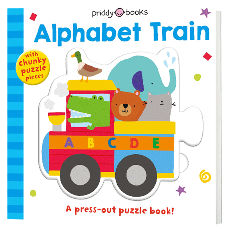 字母火车 纸板书 英文原版 Puzzle and Play Alphabet Train 字母认知单词启蒙纸板操作书 拼图活动书Roger Priddy Books英语书籍