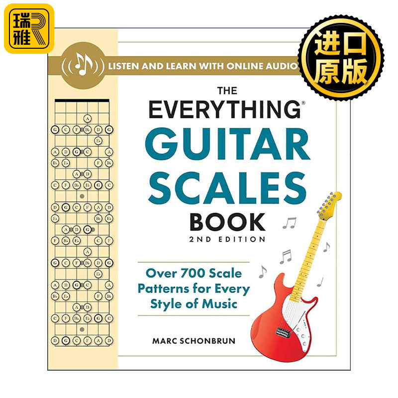 英文原版 Everything Guitar Scales Book 吉他音阶百科全书 第2版 涵盖所有音乐风格的700多种音阶指型 含在线资源 英文版