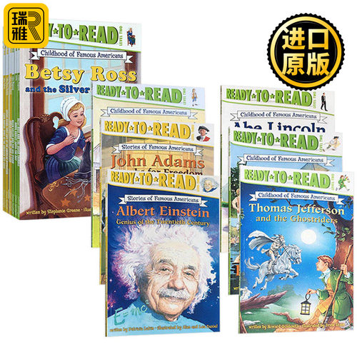 准备阅读系列美国著名人物的童年 英文原版绘本 Childhood of Famous Americans 12册盒装分级读物童书 Ready to Read lever 2