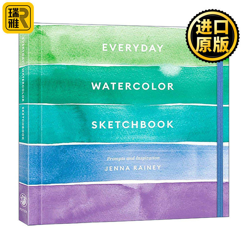英文原版 Everyday Watercolor Sketchbook 每日水彩速写本 素描簿 提示和灵感 绘画指南 Jenna Rainey 英文版 进口英语原版书籍