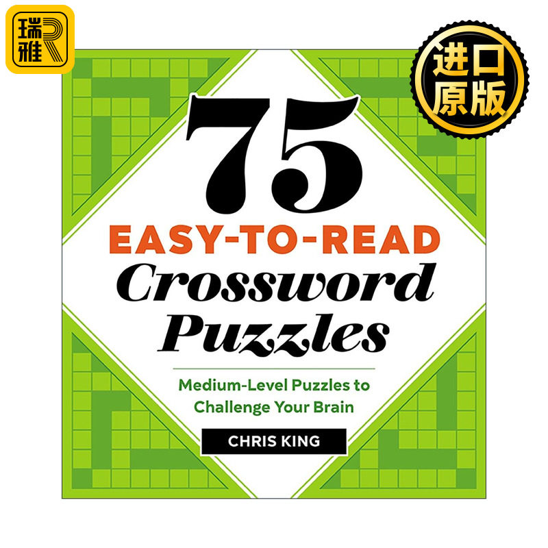 英文原版 75 Easy-to-Read Crossword Puzzles 75个轻松填字游戏 挑战大脑的中等水平谜题 益智游戏 英文版 进口英语原版书籍