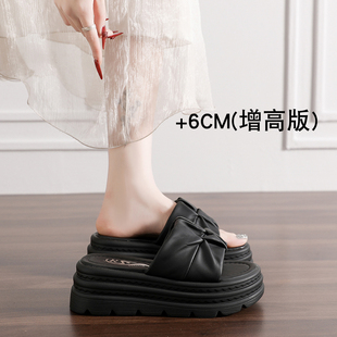 厚底增高凉拖鞋女夏季外穿2026新款配裙子百搭海边一字拖沙滩鞋女