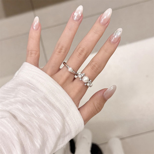 zoozmini繁星珍珠戒指小众ins高级感叠戴指环开口可调节食指戒潮