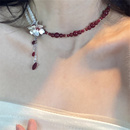 zoozmini小众高级感choker项链安可拉红色珍珠锁骨链显白串珠颈链