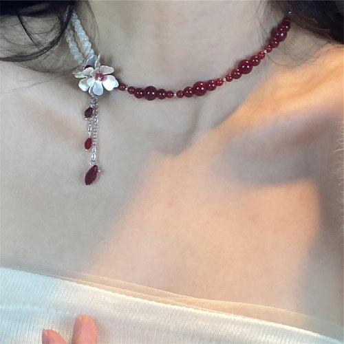 小众高级感choker项链安可拉红色