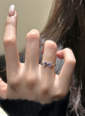 紫色小蝴蝶结戒指精致韩国爆款