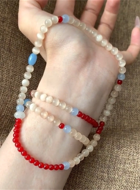 新中式显白红玛瑙串珠手链复古
