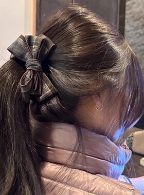 zoozmini格纹蝴蝶结香蕉夹女后脑勺盘发夹头饰发卡马尾夹竖夹发饰