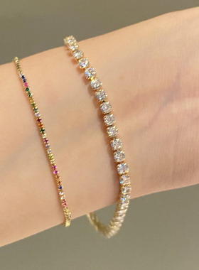 彩色锆石极细手链多巴胺可抽拉