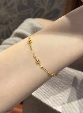 雪花黄金色手链女新款小众设计感