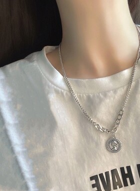 酷潮硬币做旧吊坠百搭项链