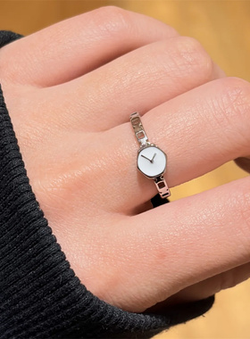 简约迷你手表链条戒指开口可调节