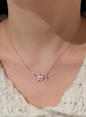樱花项链轻奢小众高级新款锁骨链