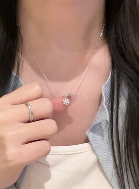 雪花吊坠项链女款不掉色毛衣链