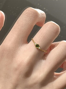 橄榄石绿色宝石戒指可调节独特