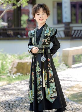 汉服男童春秋款儿童古装国风黑色