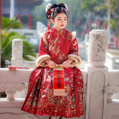女童汉服马面裙拜年服冬装加厚