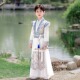 白色帅气春秋款 古风中国风侠客服长款 儿童古装 男童汉服中国风春装