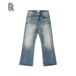 2021M宽松微喇 KRBLDNM638 蓝布屋14.5盎司中高腰水洗休闲牛仔裤