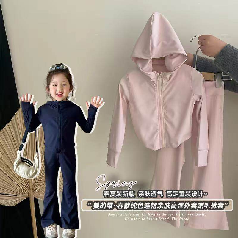 (现货)女童2026春季新款童装韩版户外跑步锻炼瑜伽服套装儿童套装