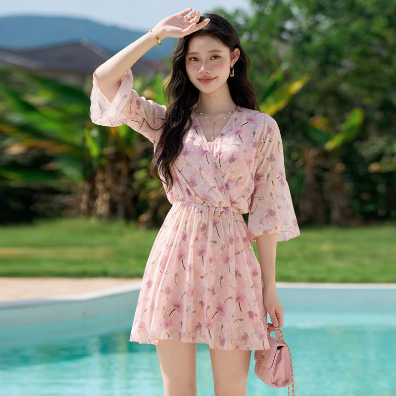 泳衣女款分体三件套性感大码微胖女孩遮肉绝美高级感2025温泉泳装