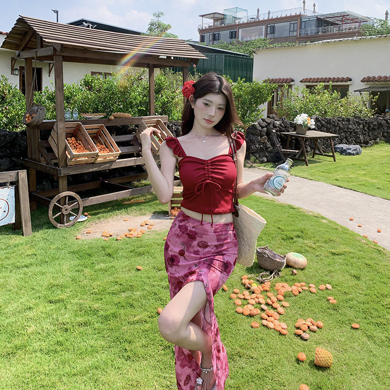 分体三件套长裙显瘦遮肉度假泳衣