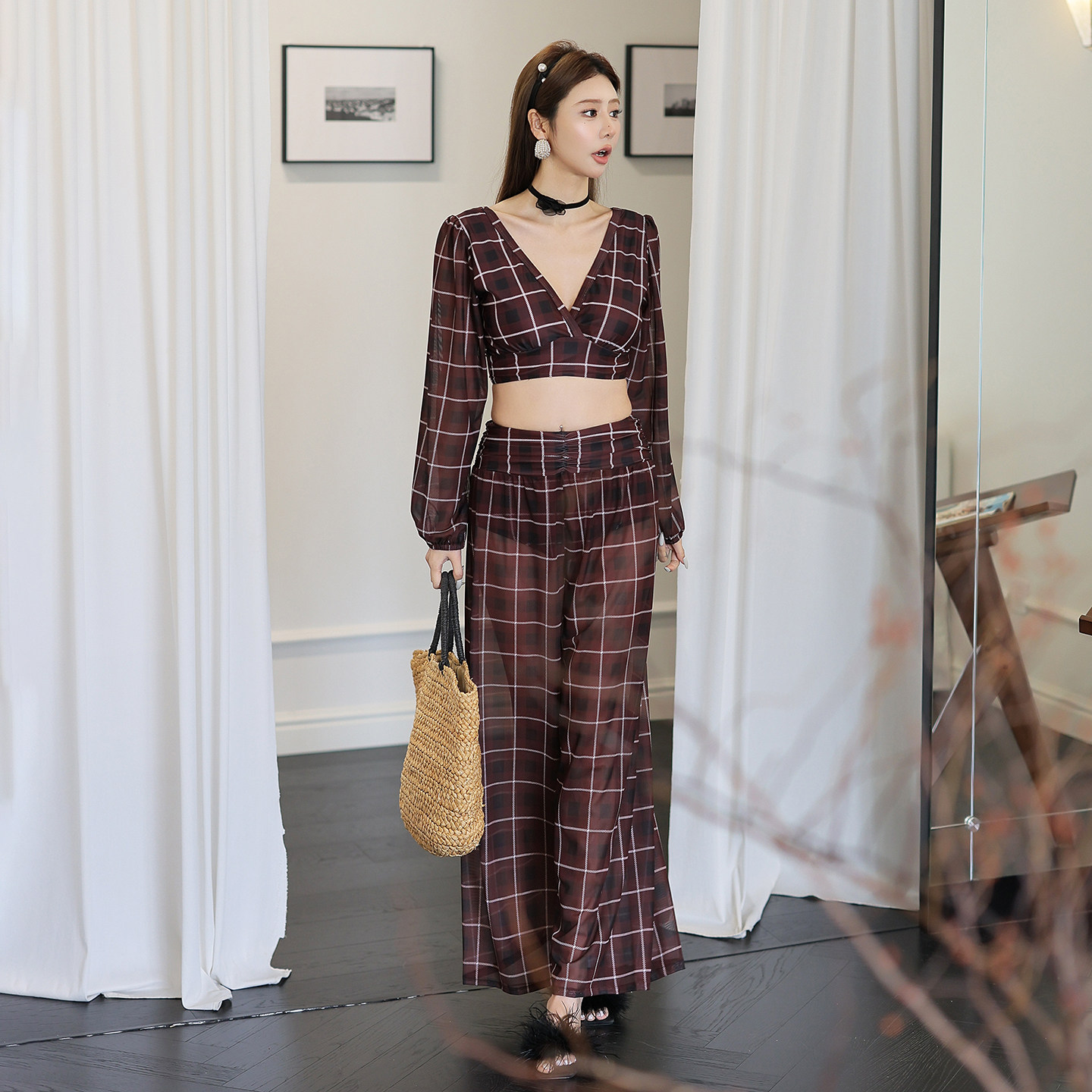 泳衣女款分体平角三件套长袖长裙性感大码遮肉高级感2026新款温泉